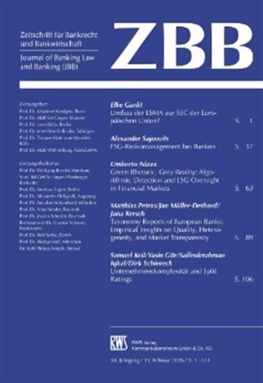 Zeitschrift für Bankrecht und Bankwirtschaft - ZBB Ausgabe 2025003
