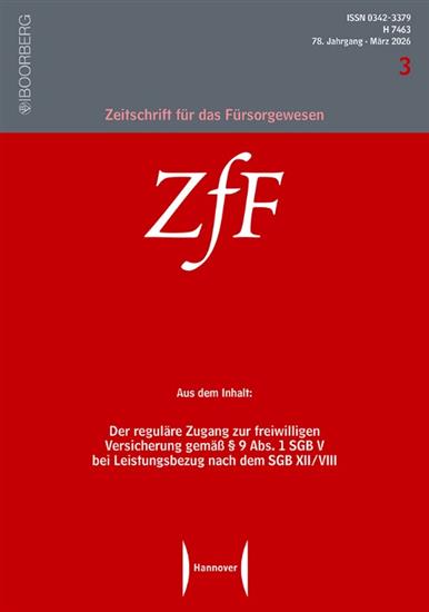 Zeitschrift für das Fürsorgewesen - ZfF Ausgabe 2026003