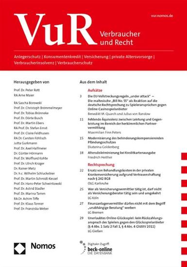 Verbraucher und Recht - VuR Ausgabe 2025012
