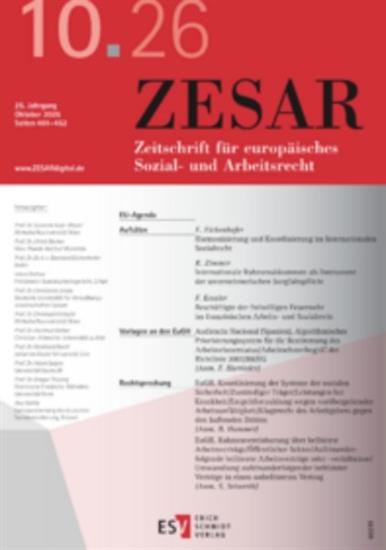 Zesar - Zeitschrift für europäisches Sozial- und Arbeitsrecht Ausgabe 2026010