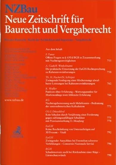 Neue Zeitschrift für Baurecht und Vergaberecht - NZBau Ausgabe 2025001