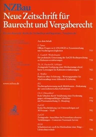 Neue Zeitschrift für Baurecht und Vergaberecht - NZBau Ausgabe 2025011