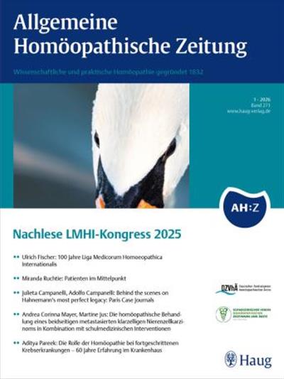 Allgemeine homöopathische Zeitung - AHZ Ausgabe 2026001