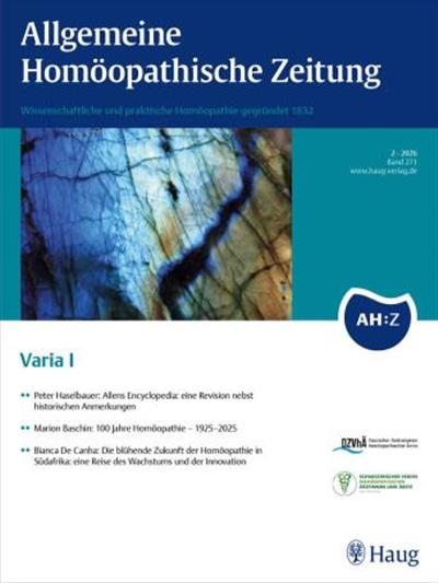 Allgemeine homöopathische Zeitung - AHZ Ausgabe 2026002