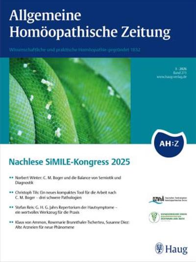 Allgemeine homöopathische Zeitung - AHZ Ausgabe 2026003