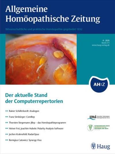 Allgemeine homöopathische Zeitung - AHZ Ausgabe 2026004
